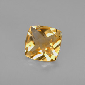Citrine jaune naturelle coupe coussin, 1,30 ct, VVS