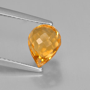 Citrine jaune naturelle briolette, 1,76 ct, VS