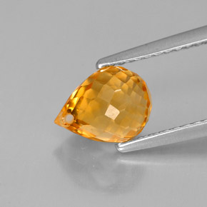 Citrine jaune naturelle briolette, 1,76 ct, VS