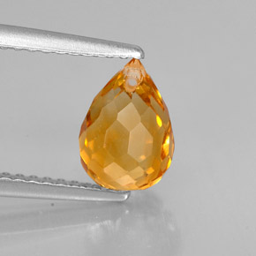 Citrine jaune naturelle briolette, 1,64 ct, VVS-VS