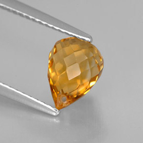Citrine jaune naturelle briolette, 1,96 ct, VVS-VS