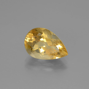 Citrine jaune naturelle en forme de poire, 3,50 ct, VVS