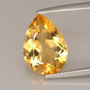 Citrine orange naturelle en forme de poire, 4,53 ct, VVS