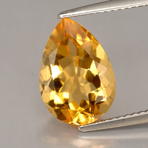 Citrine jaune naturelle en forme de poire, 3,75 ct, VVS-VS