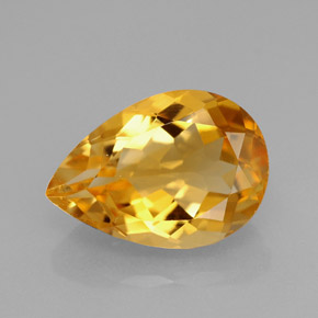 Citrine jaune naturelle en forme de poire, 3,90 ct, VVS