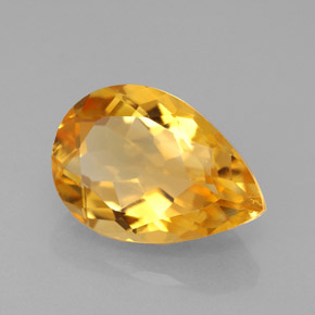 Citrine jaune naturelle en forme de poire, 3,90 ct, VVS