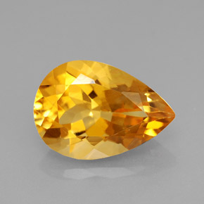 Citrine jaune naturelle en forme de poire, 3,40 ct, VVS