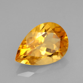 Citrine jaune naturelle en forme de poire, 3,40 ct, VVS
