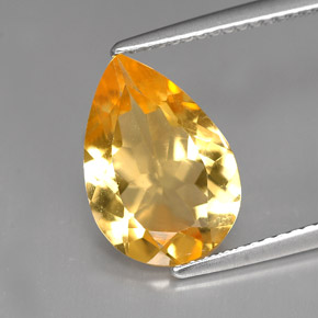 Citrine orange naturelle en forme de poire, 3,00 ct, VVS
