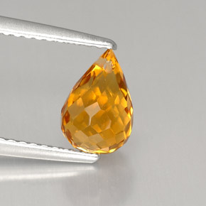 Citrine orange naturelle briolette, 1,47 ct, VS