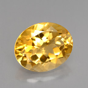 Citrine jaune naturelle coupe ovale, 4,18 ct, VVS