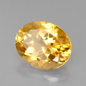 Citrine jaune naturelle coupe ovale, 4,18 ct, VVS