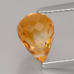 Citrine orange naturelle briolette, 1,56 ct, VVS