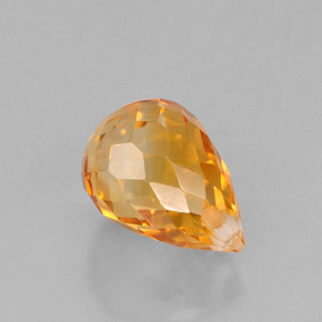 Citrine orange naturelle briolette, 1,54 ct, VVS