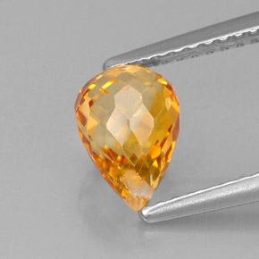 Citrine orange naturelle briolette, 1,54 ct, VVS