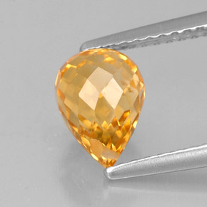 Citrine orange naturelle briolette, 1,54 ct, VVS-VS
