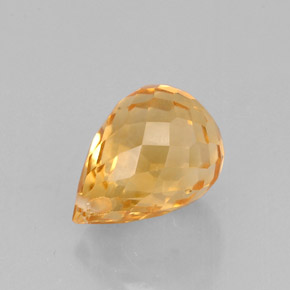 Citrine orange naturelle briolette, 1,54 ct, VVS-VS