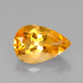 Citrine jaune naturelle en forme de poire, 3,42 ct, VVS