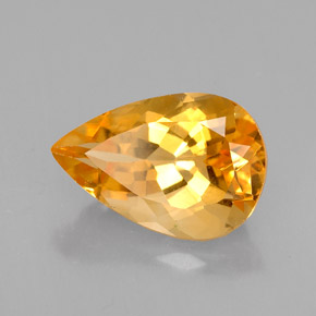 Citrine jaune naturelle en forme de poire, 3,42 ct, VVS