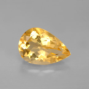 Citrine jaune naturelle en forme de poire, 2,74 ct, VVS