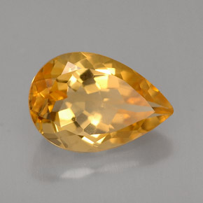 Citrine jaune naturelle en forme de poire, 2,90 ct, VVS