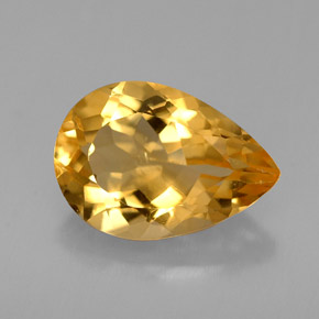 Citrine jaune naturelle en forme de poire, 3,71 ct, VVS-VS