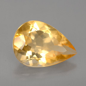 Citrine jaune naturelle en forme de poire, 3,40 ct, VVS