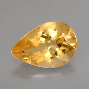 Citrine jaune naturelle en forme de poire, 3,24 ct, VVS
