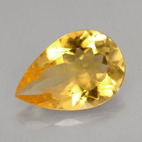 Citrine jaune naturelle en forme de poire, 2,31 ct, VVS