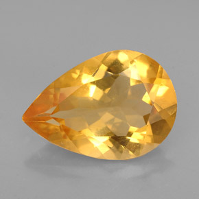 Citrine jaune naturelle en forme de poire, 3,05 ct, VVS