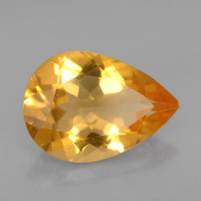 Citrine jaune naturelle en forme de poire, 3,05 ct, VVS