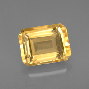 Citrine jaune naturelle taille émeraude, 2,25 ct, VVS-VS
