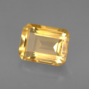 Citrine jaune naturelle taille émeraude, 2,25 ct, VVS-VS
