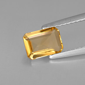 Citrine jaune naturelle taille émeraude, 0,87 ct, VVS