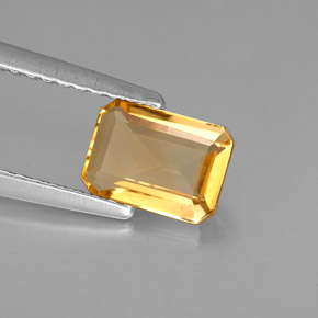 Citrine jaune naturelle taille émeraude, 0,87 ct, VVS
