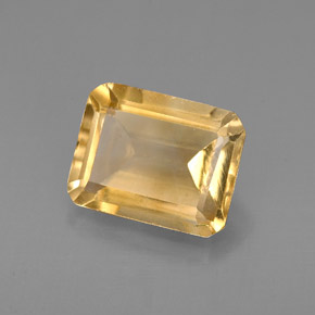 Citrine jaune naturelle taille émeraude, 2,07 ct, VS