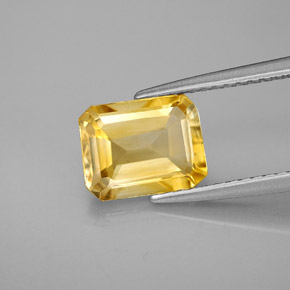 Citrine jaune naturelle taille émeraude, 1,99 ct, VVS-VS