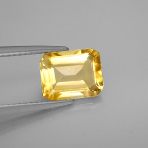 Citrine jaune naturelle taille émeraude, 1,99 ct, VVS-VS