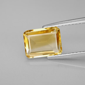 Citrine jaune naturelle taille émeraude, 1,97 ct, VVS