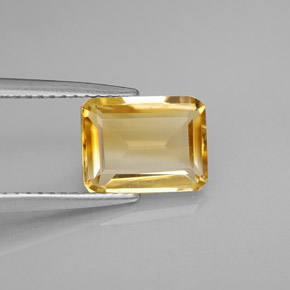 Citrine jaune naturelle taille émeraude, 1,97 ct, VVS