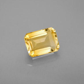 Citrine jaune naturelle taille émeraude, 1,75 ct, VVS-VS