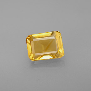 Citrine jaune naturelle taille émeraude, 1,71 ct, VVS-VS