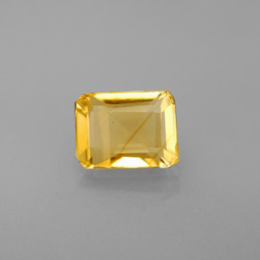 Citrine jaune naturelle taille émeraude, 1,71 ct, VVS-VS