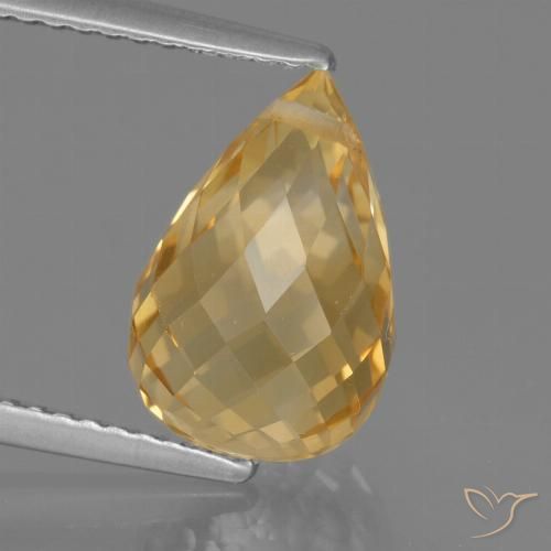 Citrine Light Orange-Gold  naturelle Briolette, 4.40 ct, VVS-VS