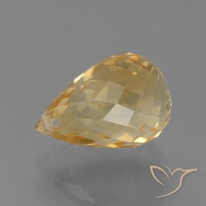 Citrine Light Orange-Gold  naturelle Briolette, 4.40 ct, VVS-VS