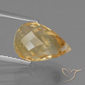 Citrine Light Orange-Gold  naturelle Briolette, 4.40 ct, VVS-VS