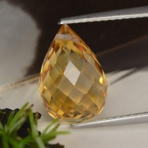Citrine doré naturelle briolette, 4,47 ct, VVS-VS