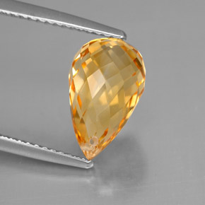 Citrine jaune naturelle briolette, 3,79 ct, VVS
