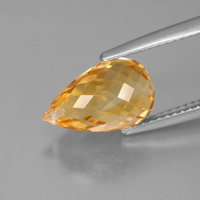 Citrine jaune naturelle briolette, 3,79 ct, VVS