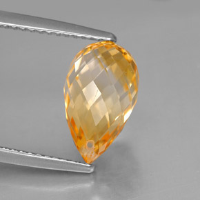 Citrine jaune naturelle briolette, 3,86 ct, VVS